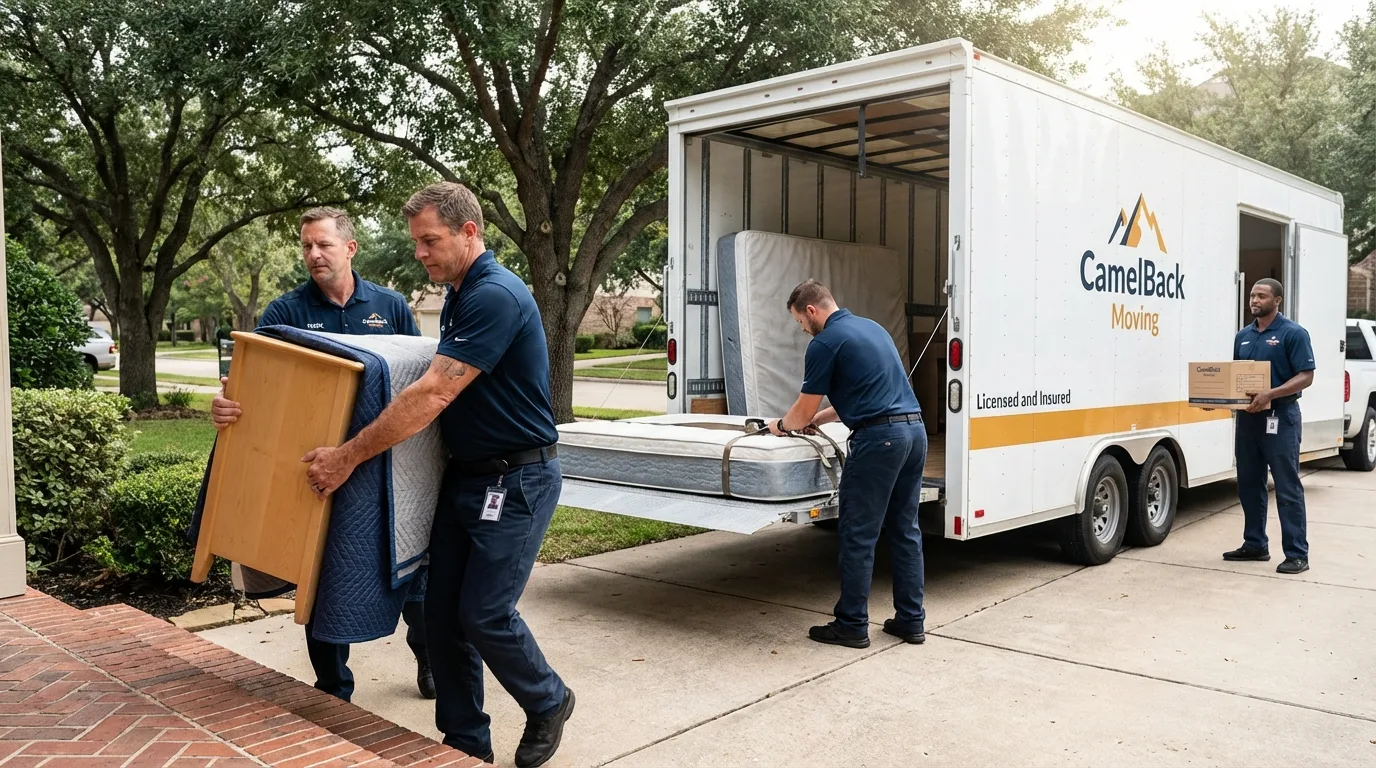 Crew loading residential truck for cross-state move from Aumsville, OR
